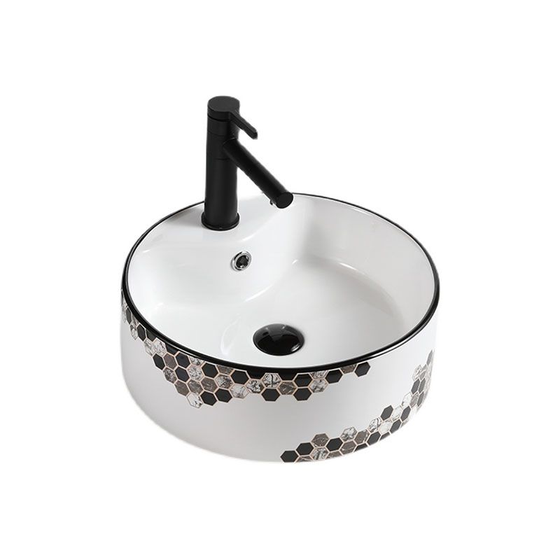 Modern Vessel Bathroom Sink Rectangular Porcelain with Pop-Up Drain Vessel Lavatory Sink