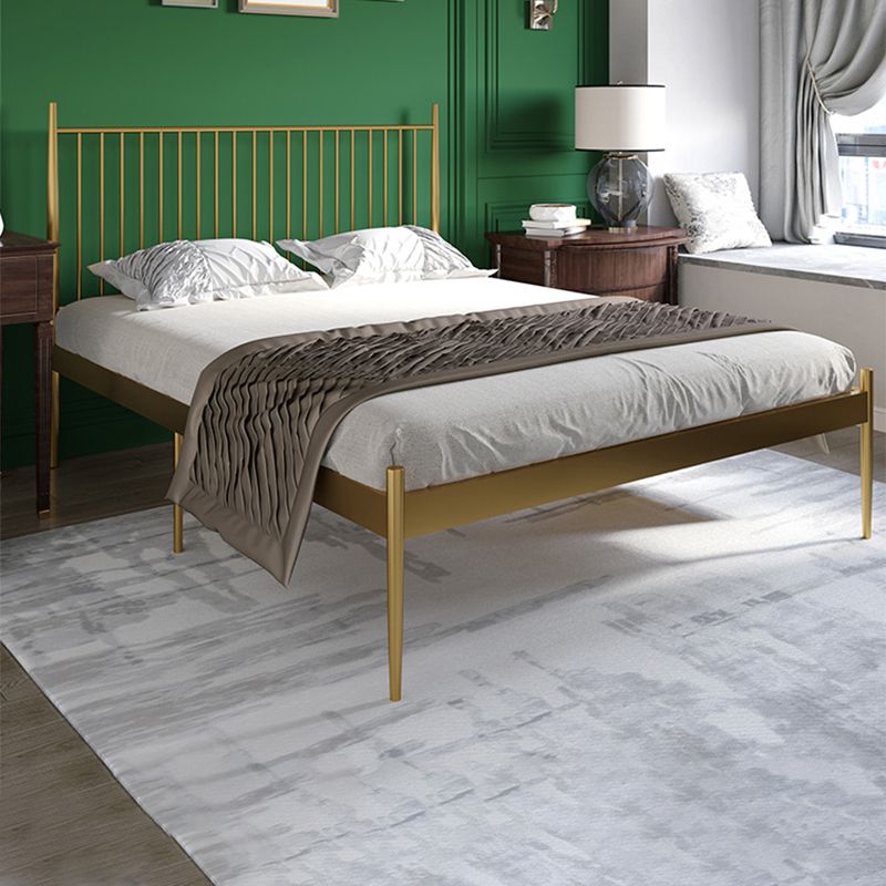 Glam Open-Frame Bed with Rectangular Headboard, Metal Standard Bed