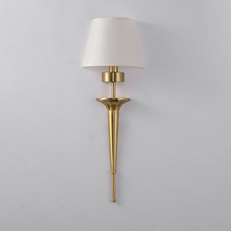 American Messing Wandleuchte Gold 1 Lichtwandlicht mit natürlicher Sackleinen für Schlafzimmer