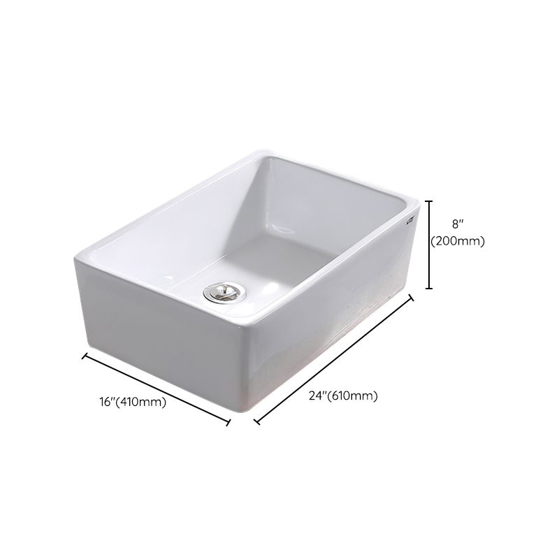Contemporary Bathroom Sink Pop-Up Drain Porcelain Rectangular Vessel Lavatory Sink