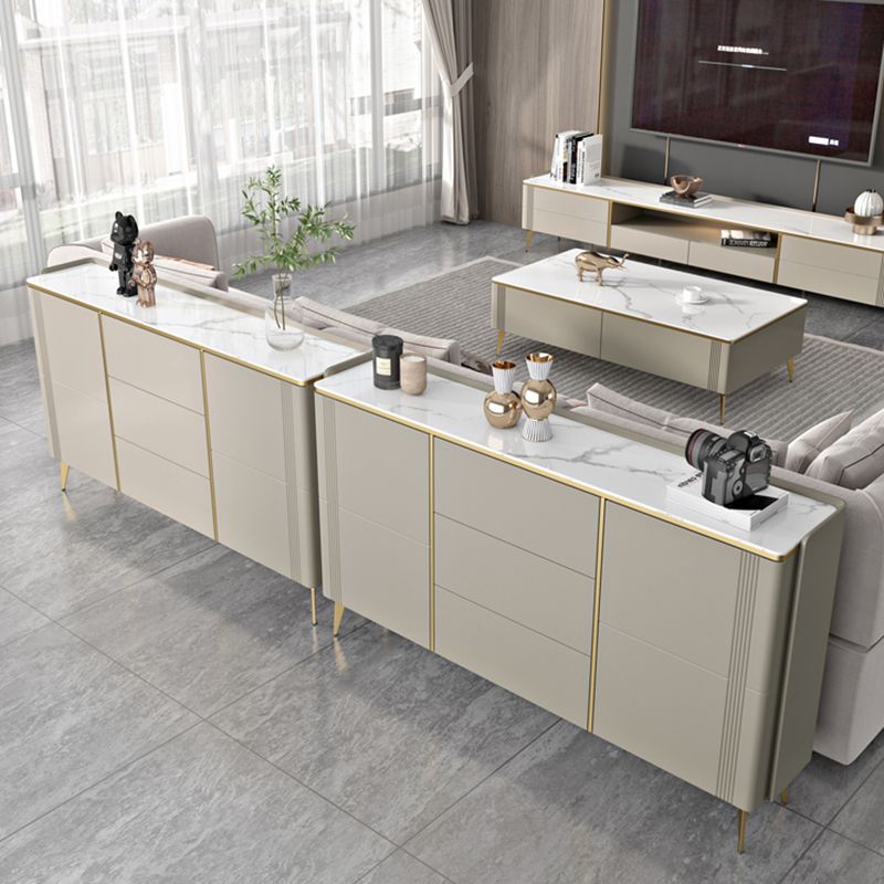 Classic Glam Storage Chest Stone Dresser with 3 Drawers , 12.87-inch Width