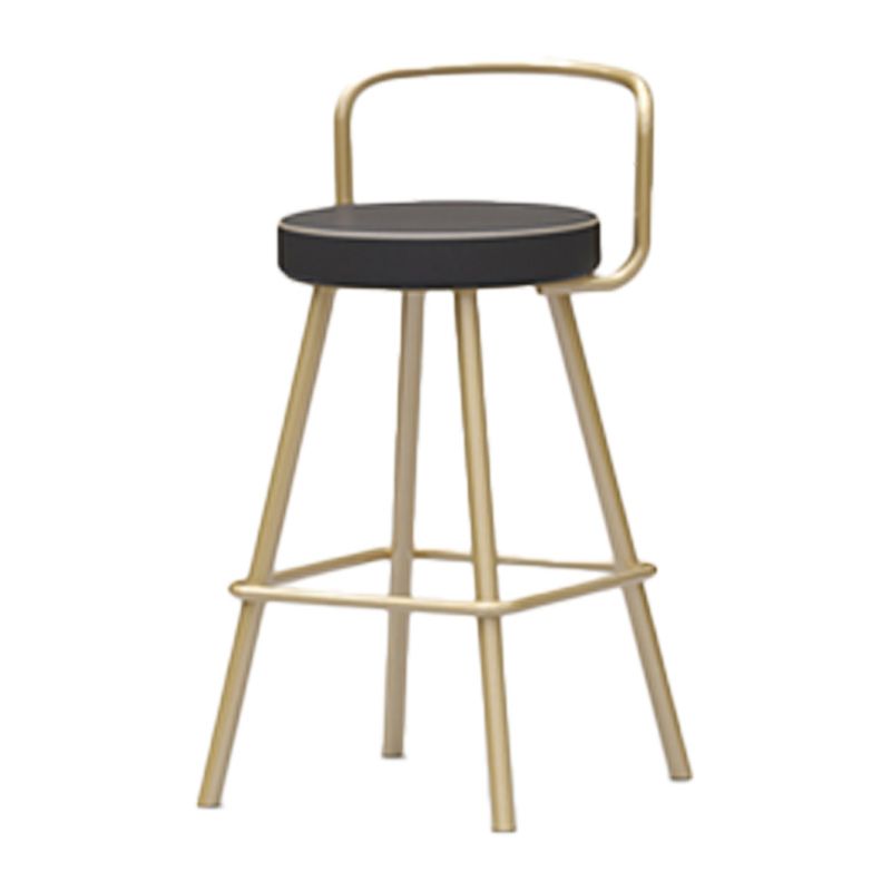 Nordic Backrest Armless Counter Stool Iron Kitchen Bar Stool with Pedal and Cushion