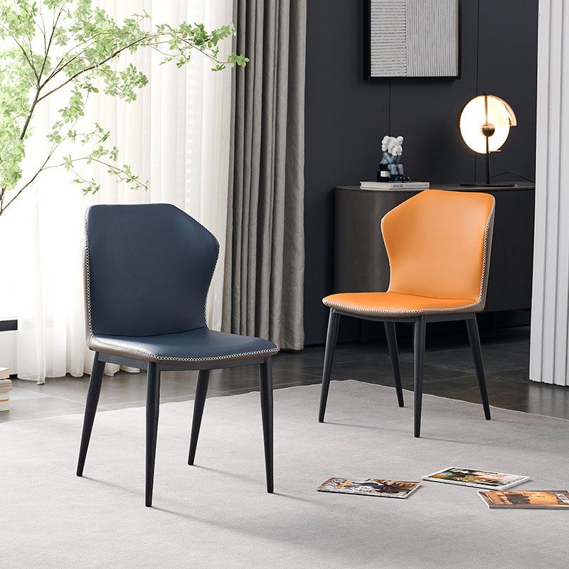 Industrial Style Wingback Armless Chair for Home Faux Leather Dining Chairs