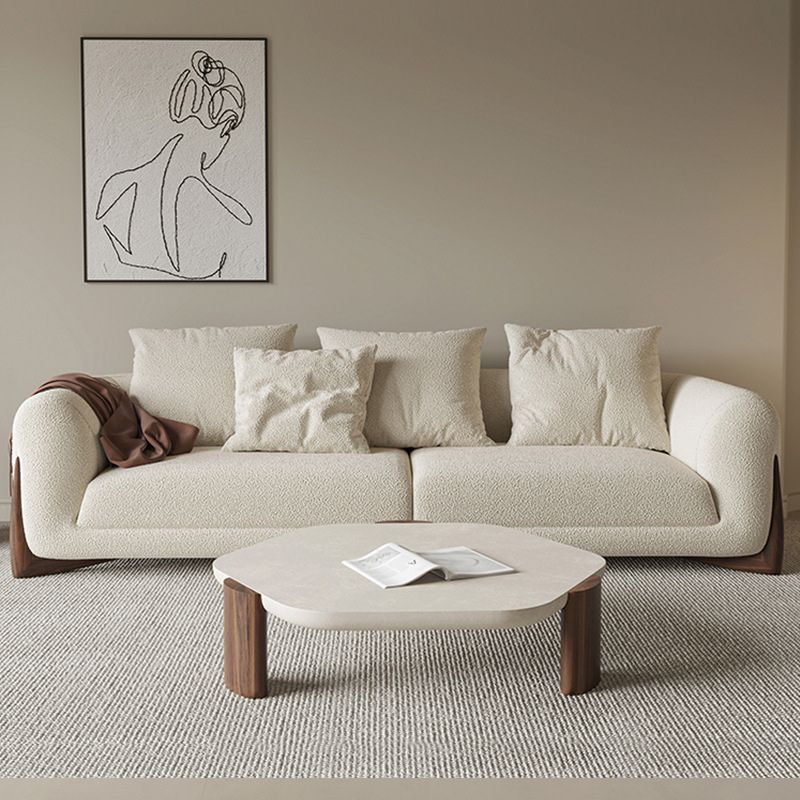 Modern Style Living Room Tuxedo Arm Settee Tight Back Seating in White