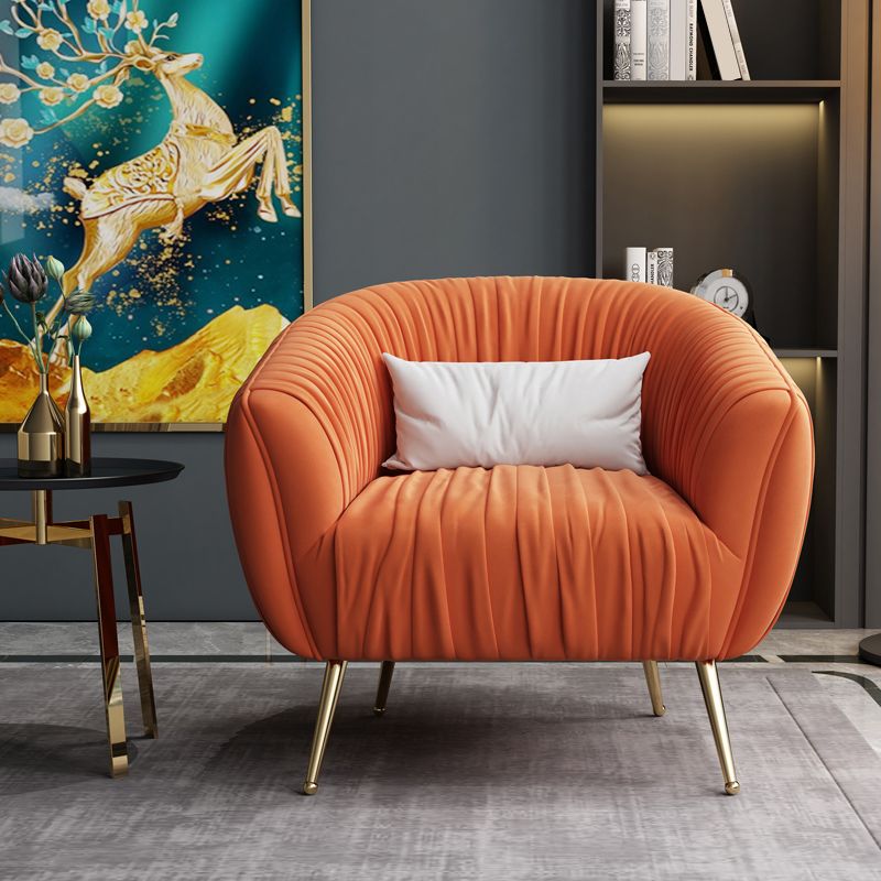 Modern Pillow Back Chair Solid Color Upholstered Sloped Arms Chair