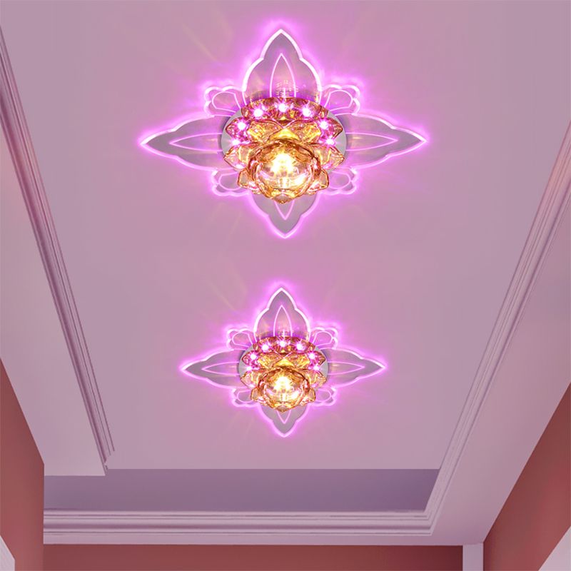 Lampada da incasso in cristallo trasparente Lotus stile moderno LED vicino all'illuminazione a soffitto per corridoio