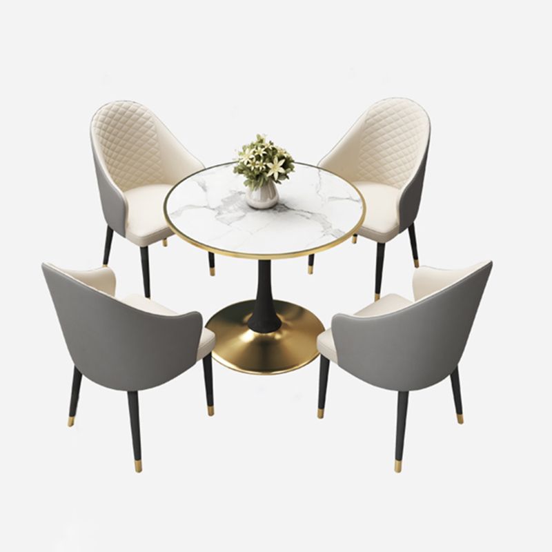 Tavolo da pranzo di lusso tradizionale da 31,5 '"tavolo rotondo con base di tulipani in metallo