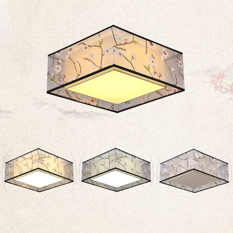Square Flush Mount Lighting Fabric Traditional Flush Ceiling Light Fixtures