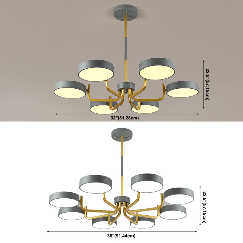 Nordic Round LED Chandelier Metallic Bedroom Living Room Suspension Lighting Fixture