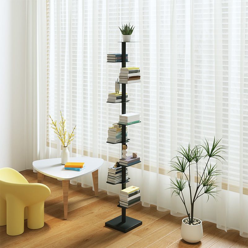 White/Black Bookcase Contemporary Style Bookshelf for Home and Office