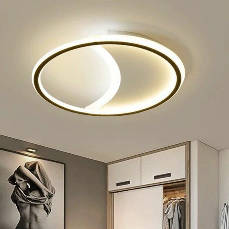 Plafonnier encastré rond ultra fin en acrylique, luminaire contemporain à LED noir