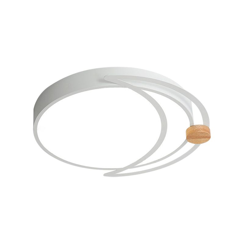 Maan Eclipse Slaapkamer Flush Mount Acryl Nordic LED dicht bij plafondverlichting in grijs/wit/groen met hout
