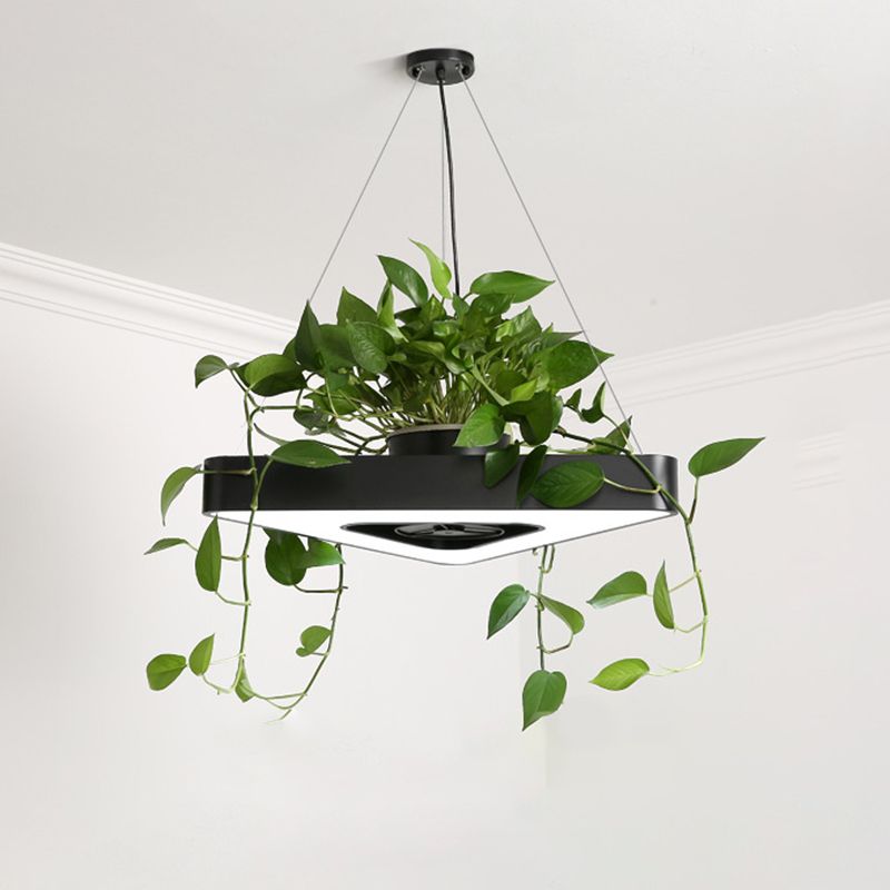 Triangle Black/White Acrylic Chandelier Lamp Farmhouse Dining Room LED Pendant Light in Warm/White Light