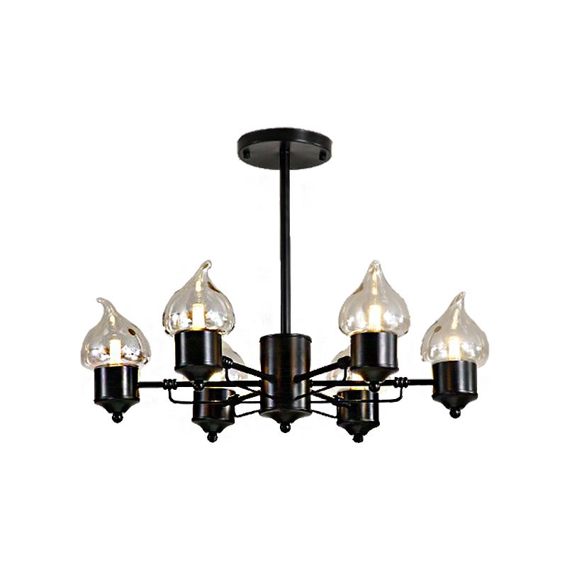 Cylindre en verre transparent suspendu au lustre industriel 3/6 Light Living Room Pendant Light avec canopée ronde