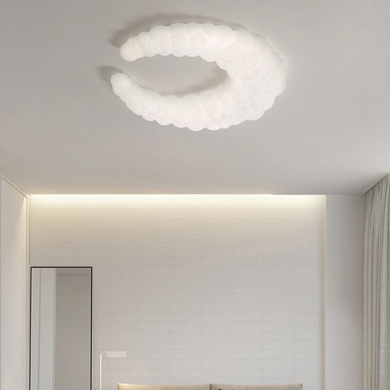 Crescent LED Flush Mount Acrylic Contemporary Ceiling Flush in Ivory White