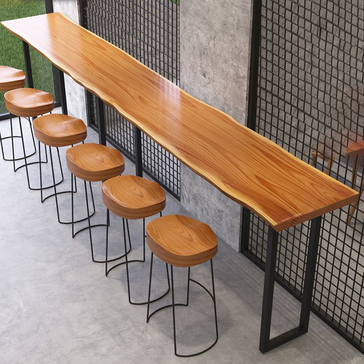Industrial Solid Wood Bar/Dinette Table Indoor Natural Sled Cocktail Bar Table