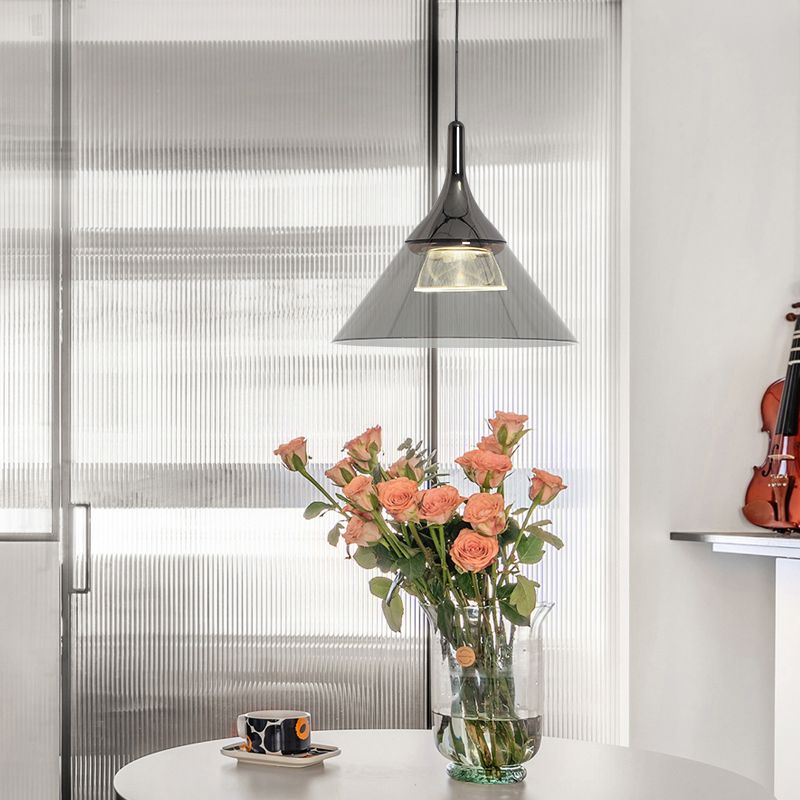 Minimalist Cone Shape Pendant Light Aluminum Dining Room LED Hanging Light