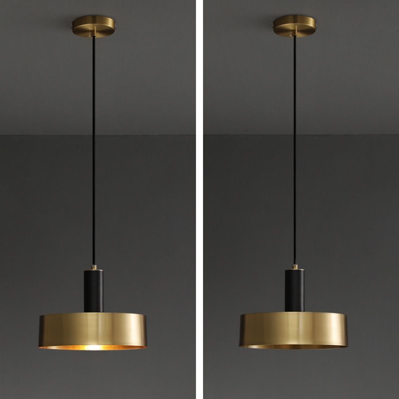 Simple Style Drum-Shaped Pendant Light Fixture Metal Bedroom Hanging Light Fixture