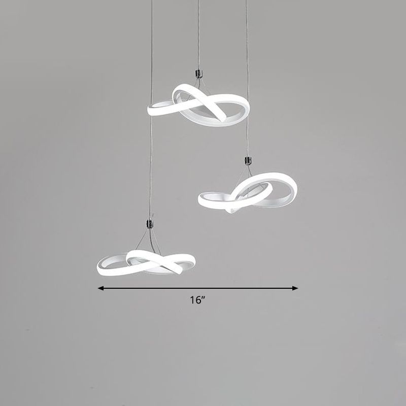 Seamless Metal Suspension Light Contemporary White LED Pendant Chandelier in Warm/White Light