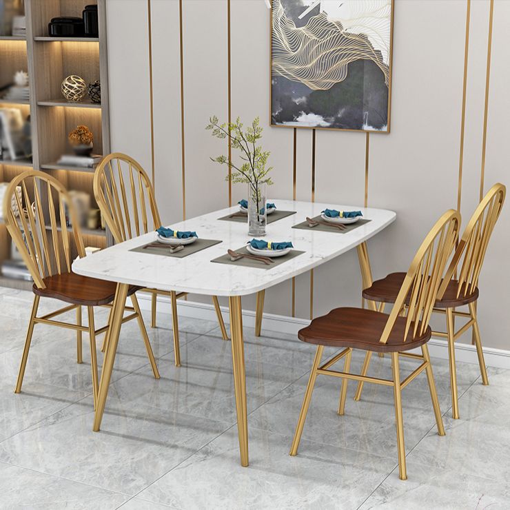 Sillas de comedor de metal estilo moderno Sillas sin brazos con respaldo Windsor para cocina (juego de 4)