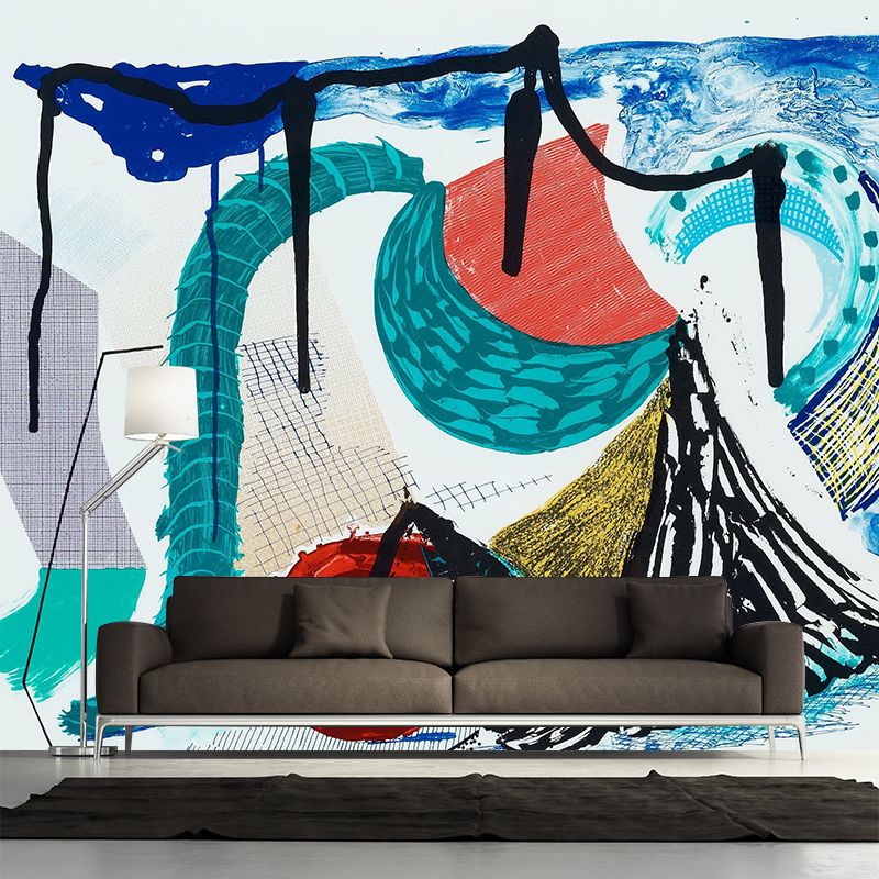 Catherines Walk Mural Wallpaper Red-Blue-Green Contemporary Wall Art for Bedroom