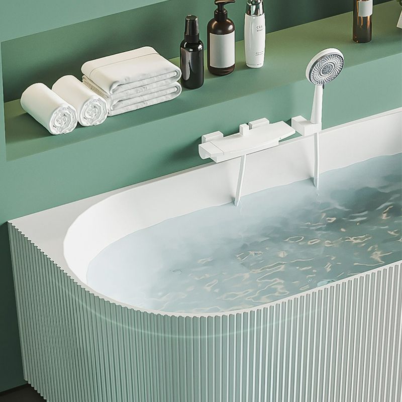 Modern White Acrylic Soaking Bathtub Rectangle Back to Wall Bathtub