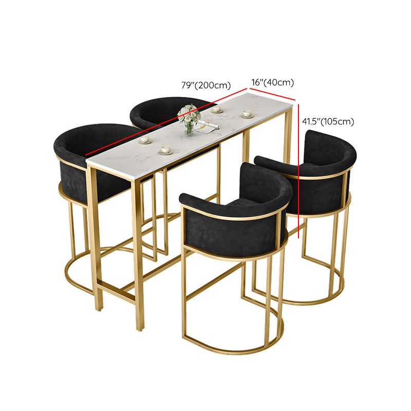 Metal and Marble Rectangular Table, Industrial Style Minimalist Corporate Pantry Bar Table