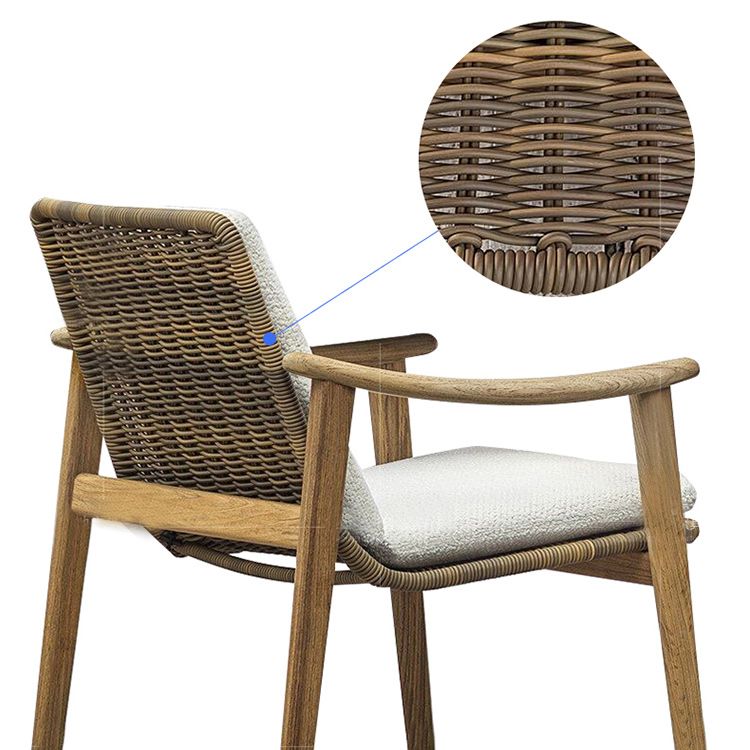 Contemporary Patio Dining Armchair with Water Repellent Finish Cushion in White