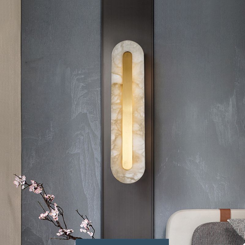 Geometric Post Modern Wall Mount in Gold Brass & Marble Wall Sconce