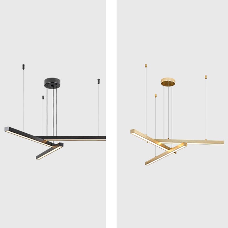 Modern Style Chandelier Lighting Fixtures Metal Linear Hanging Chandelier
