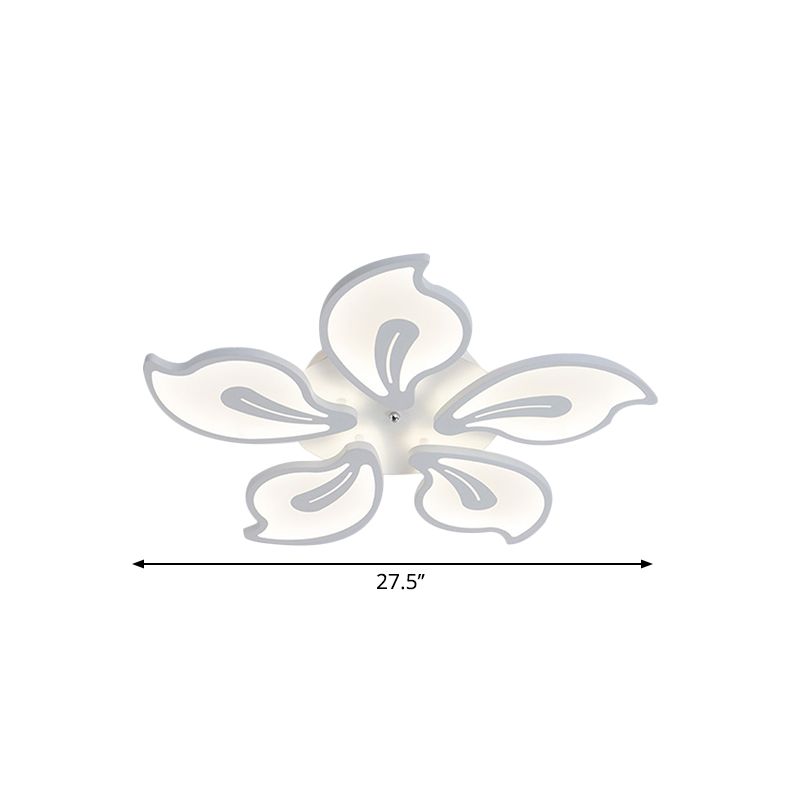 Acrylic Blossom Ceiling Flush Contemporary 5/9 Heads White Semi Flush Mount in Warm/White/Natural Light