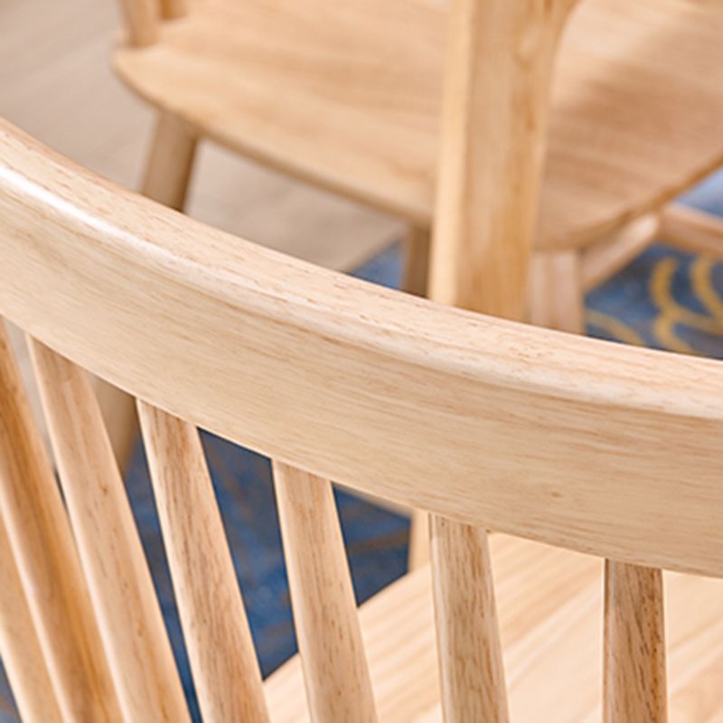 Silla de comedor contemporánea de madera de caucho Windsor con respaldo de madera natural (juego de 2)