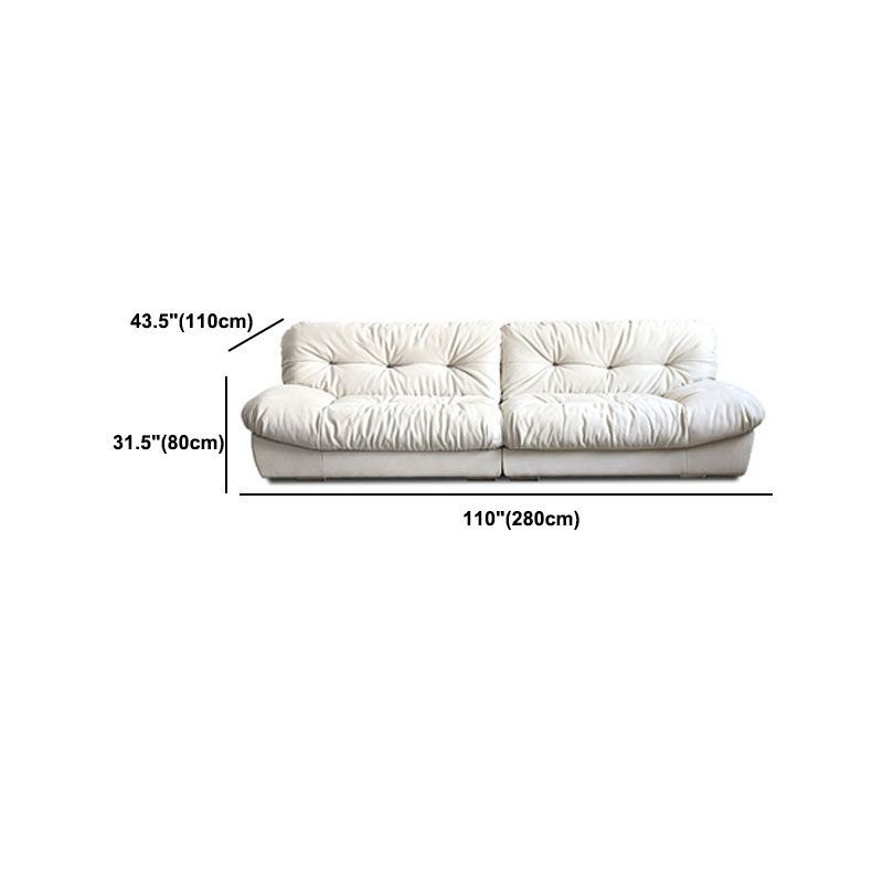 Modern Sewn Pillow Back Settee in Beige/Orange Stain Resistant Sofa