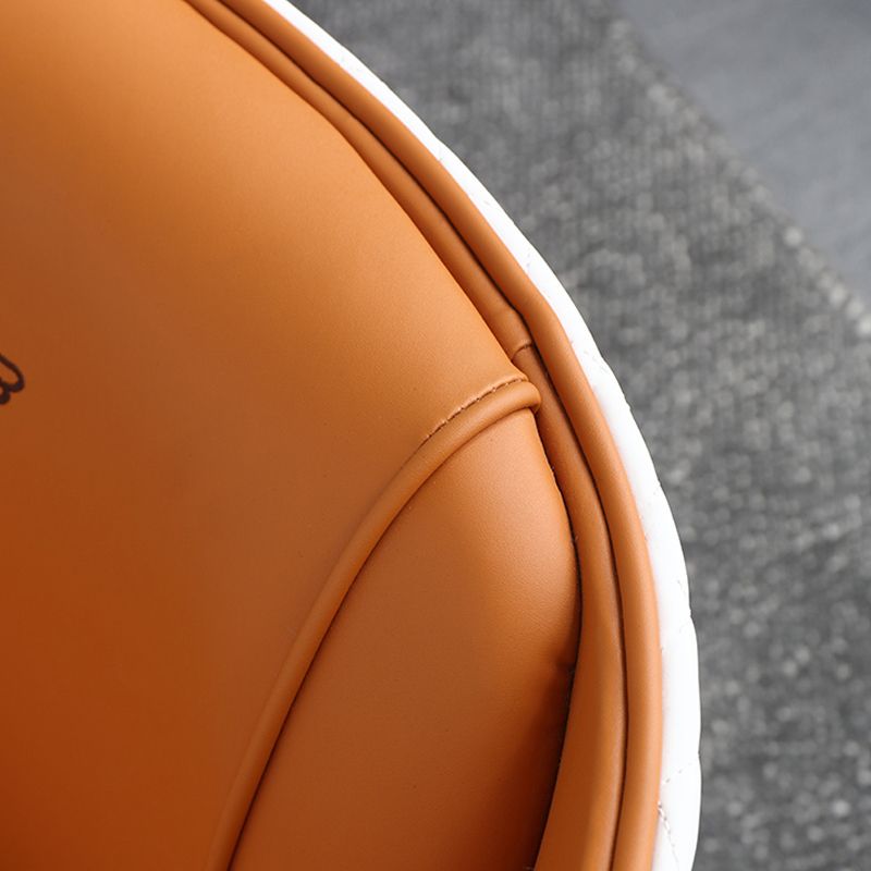 Contemporary Solid Color Chair Faux Leather Barrel Accent Chair