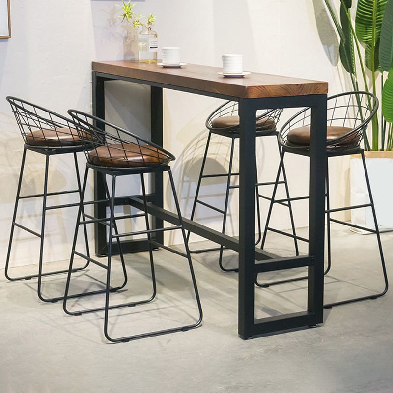 Industrial Style 1/2/3/5 Pieces Bar Table Set Rectangle Bar Table with High Wood Stools