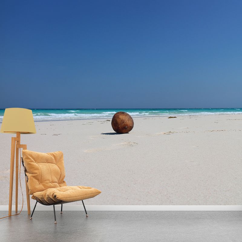 Blue Beach Modernist Wall Mural Decal for Sleeping Room, Made to Measure