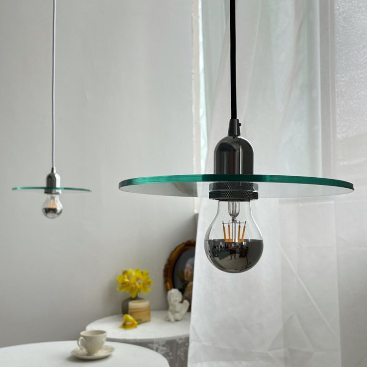 Verre transparente en verre moderne Pendre de plafond mince à 1 lumière pour le café