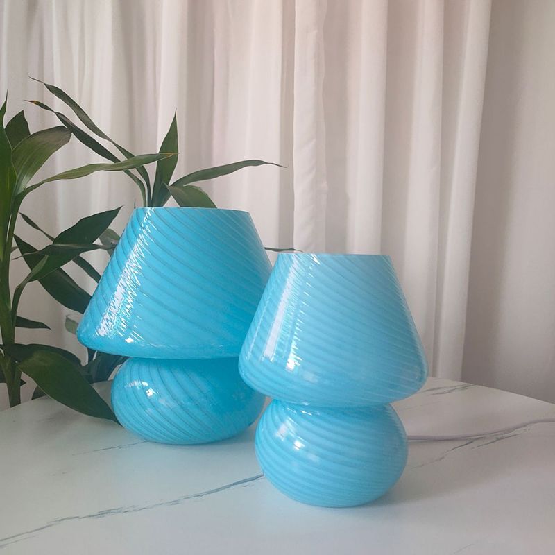 Trendy paddestoelvormige tafellicht macaron glas 1-licht nachtkastje lamp voor slaapkamer