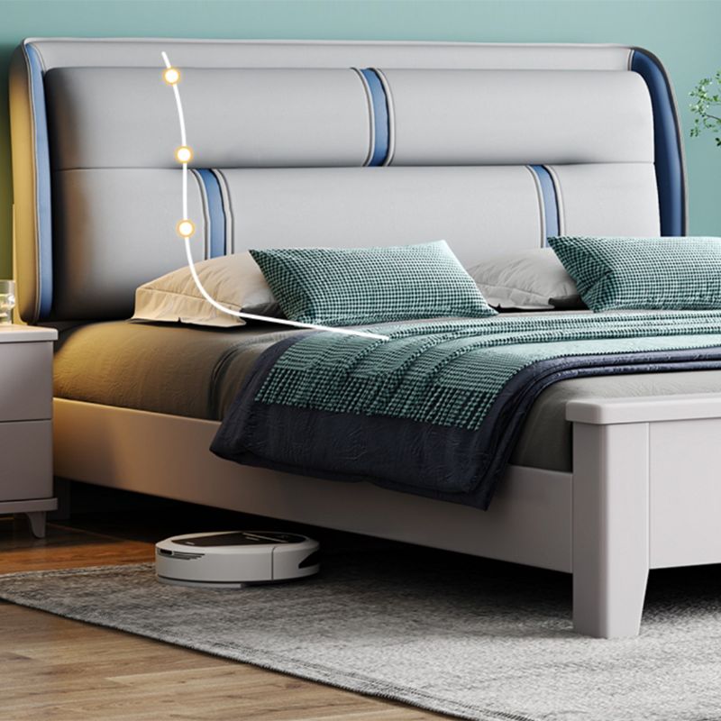 Contemporary Pine Wood Mattress Included with Headboard Rectangular Panel Standard Bed
