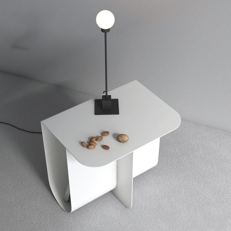 Metal Rectangle Top Side Table 14.96" Tall Abstract Base End Table with Storage