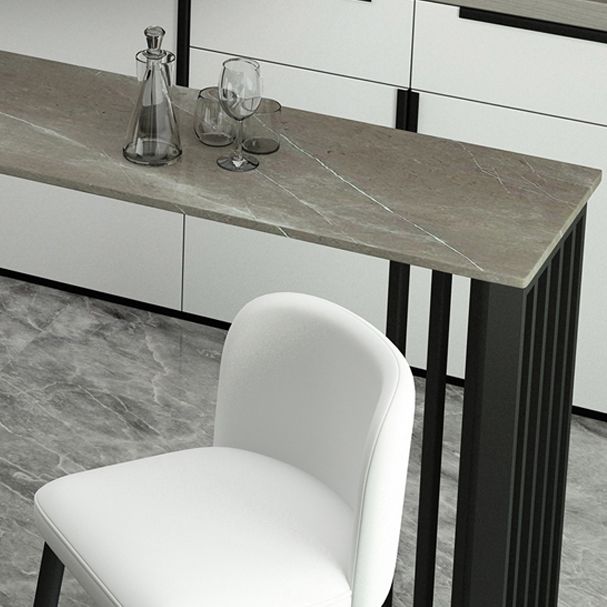 Modern Marble Table with Rectangle Table Top Black Double Pedestal Table - 42" H