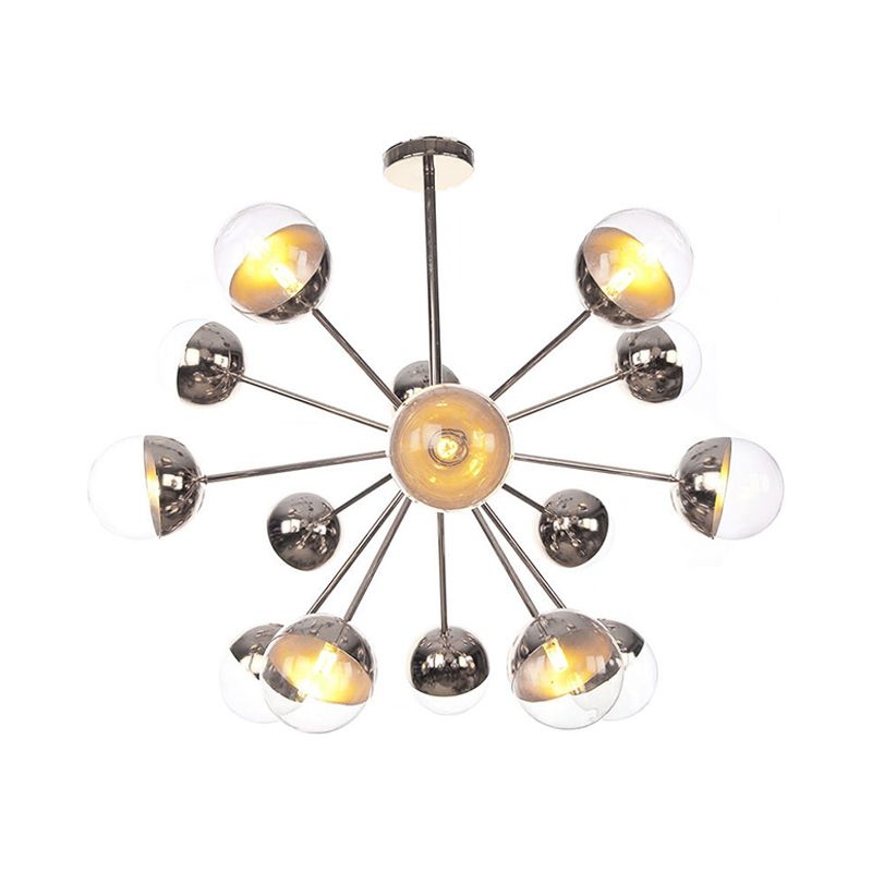 Semi-encastré Globe pour salle à manger, verre blanc/transparent/gris fumée, 9/12/15 lumières, luminaire semi-encastré contemporain en cuivre/chrome/or