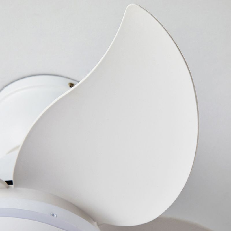 Stylish Macaron Fan Lamp Modern LED Semi Flush Ceiling Light for Bedroom