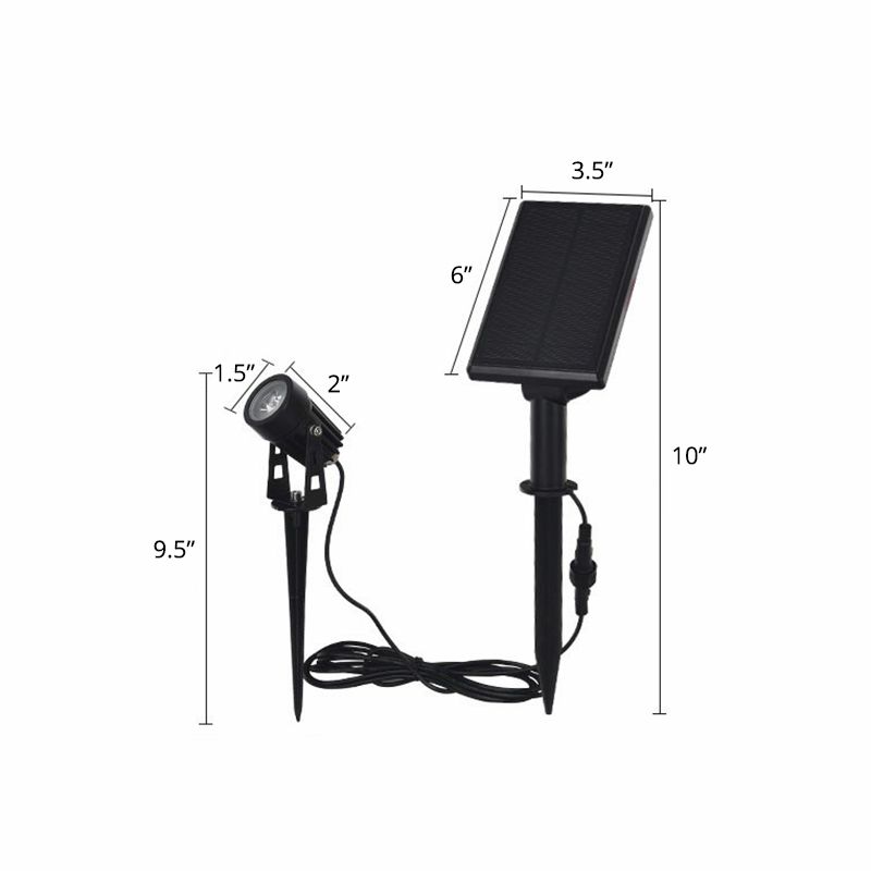 Cylindrical Aluminum Solar Spotlight Contemporary Black LED Stake Light for Garden