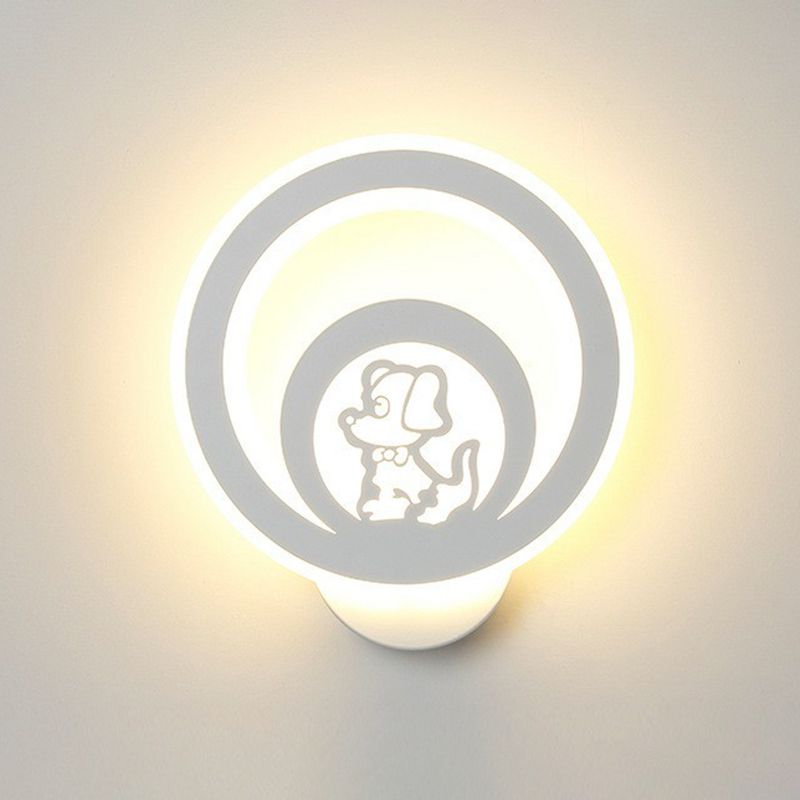 Modern Circular Shaped Sconce Lighting Acrylic Living Room LED Wall Light Fixture in White