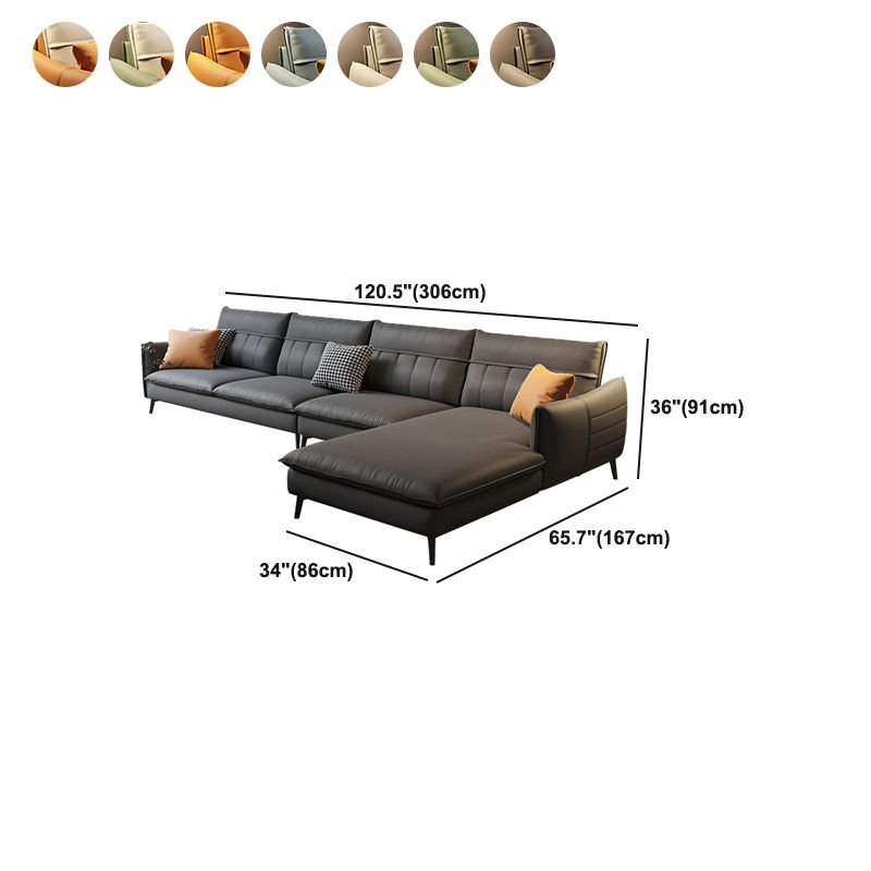 Nordic Stationary Square Arm Faux Leather Living Room Cushions Sofa Chaise