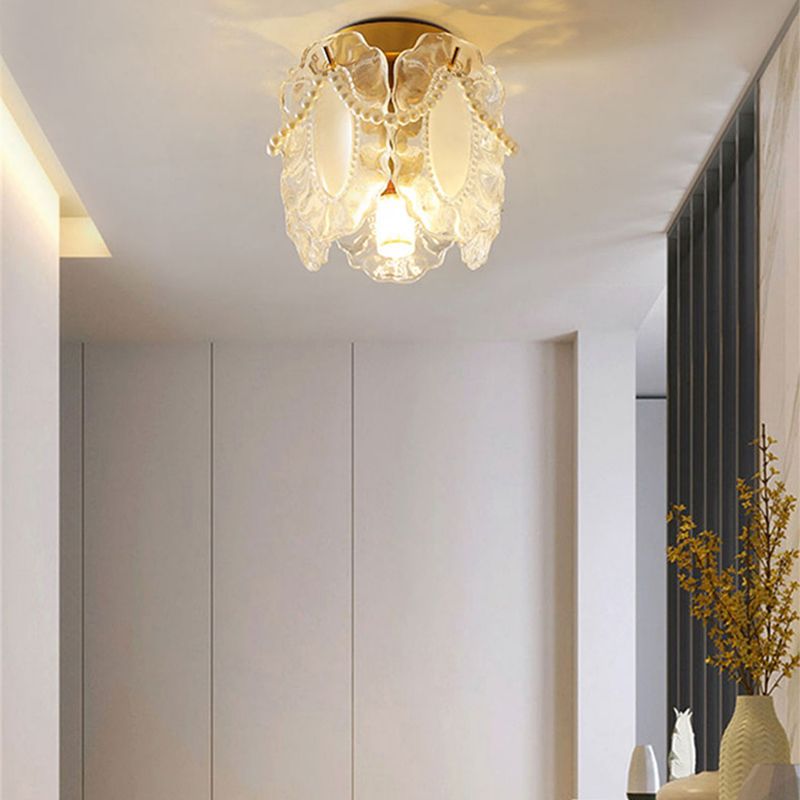 Modern Simple Ceiling Light Geometry Shape Ceiling Lamp with Glass Shade for Bedroom
