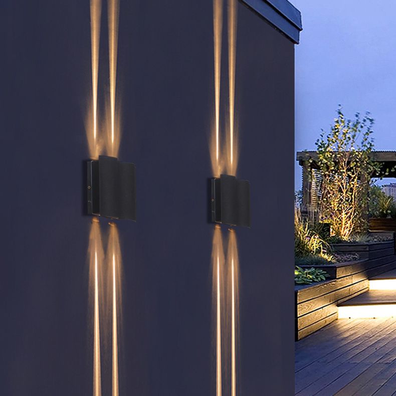 Black Rectangular LED Outdoor Wall Lamp in Modern Creative Style Aluminium Waterproof Wall Light