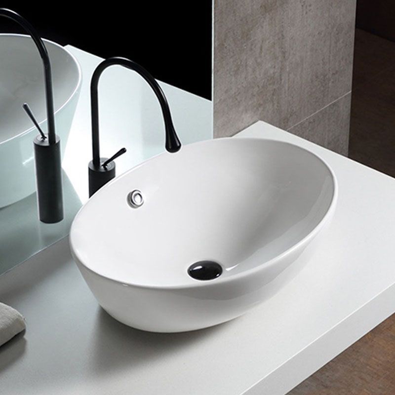 Bathroom Ceramic Sink Round Rod Handle Anti-spill Modern Faucet Sink