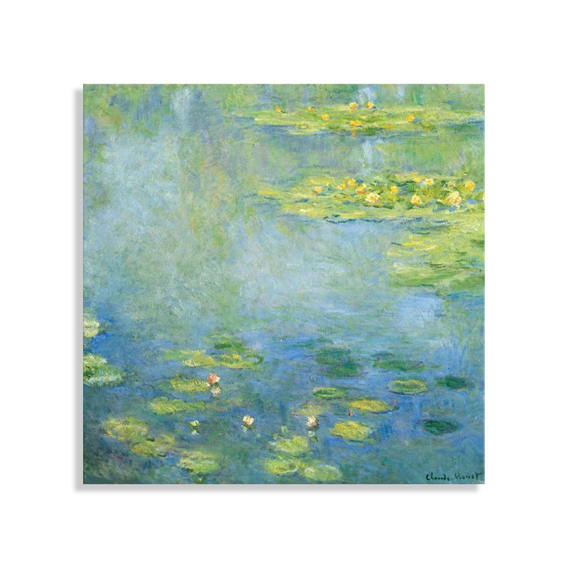Lotus and Lotus Leaves Canvas for Dining Room in Green, Multiple Sizes Available